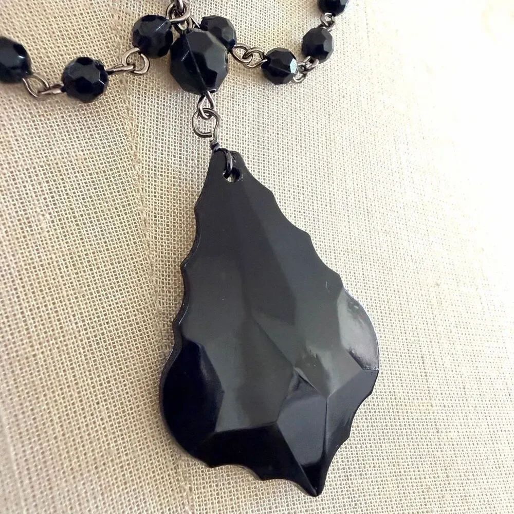 Cookie Lee Black Faceted Bead Necklace with Statement Drop Pendant - Picture 2 of 7